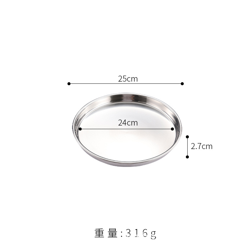 Disco de placa de acero inoxidable de estilo coreano comercial Bandeja plana dorada engrosada cuero frío Gong salchicha en polvo placa plato de vapor