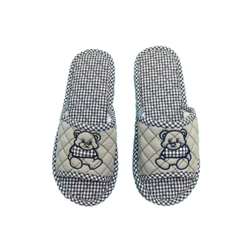 Cross-border pure cotton fabric art couple slippers for men and women, suitable for spring and autumn home indoor, thick three-layer anti-slip silent floor slippers