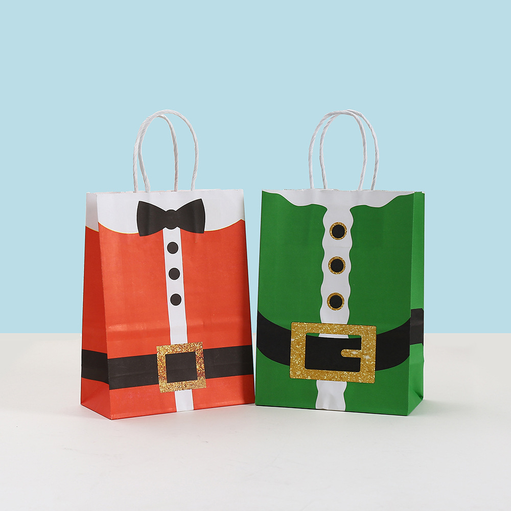 新款圣诞主题牛皮纸袋 儿童节日手提礼品袋 创意服装印花包装袋