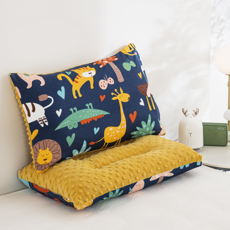 Almohada para niños de jardín de infantes AB cara Almohada de terciopelo de guisantes de algodón Almohada de almohada desmontable para niños de uno a diez años