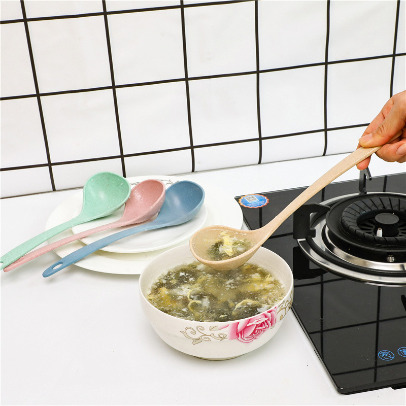Wheat Straw Soup Spoon Long Handled Heat Resistant Porridge Scoop_voghion.com