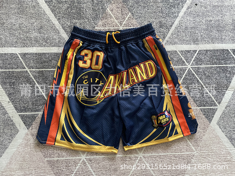 Comercio exterior pantalones de fútbol al por mayor Warriors Lakers 76 caliente Raptor mágico bolsillo bordado pantalones cortos pantalones de baloncesto NFL