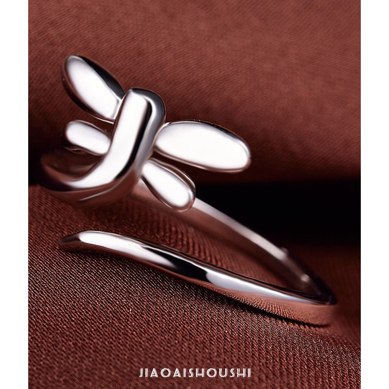 Anillo de plata esterlina s925 joyería creativa simple pequeña libélula fresca abierta anillo índice anillo de moda japonesa coreana