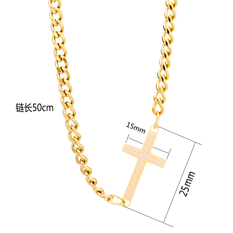 Cuban schakelketting met kruis hanger voor dames van staal_voghion.com