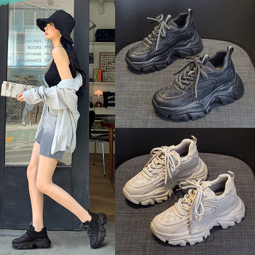 Casual women's shoes  spring and summer new ins super popular dad shoes thick sole inner heightening versatile sports shoes for women