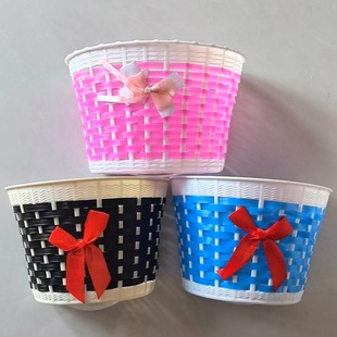 Children's Small Scooter Bicycle Semi-Handmade Woven Basket Anti-Pressure Boutique Basket Plastic Woven for Cycling