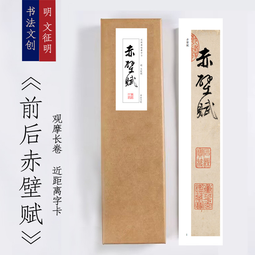 明文征明《前后赤壁赋》近距离临摹练字装饰画书法字卡