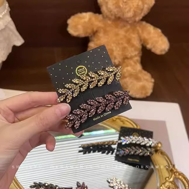 Alta sensación de diamante de brocas de trigo pin de borde 2024 nuevo cabello roto pin de cabello frangeo cabeza detrás de una palabra pin de boca de broca pin de cabeza