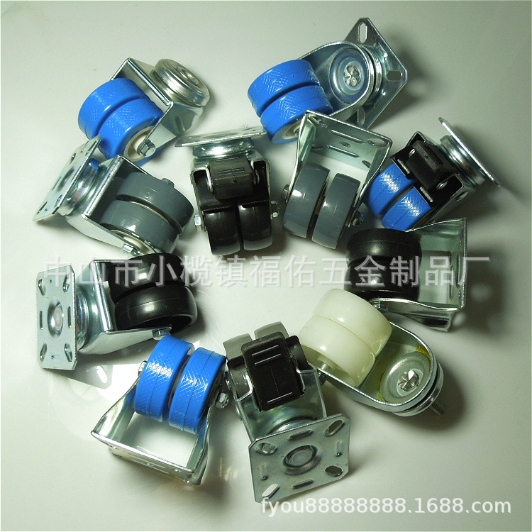厂家2寸轻型脚轮丝杆平板PP PVC TPR万向轮带刹车家具货架轮子厂