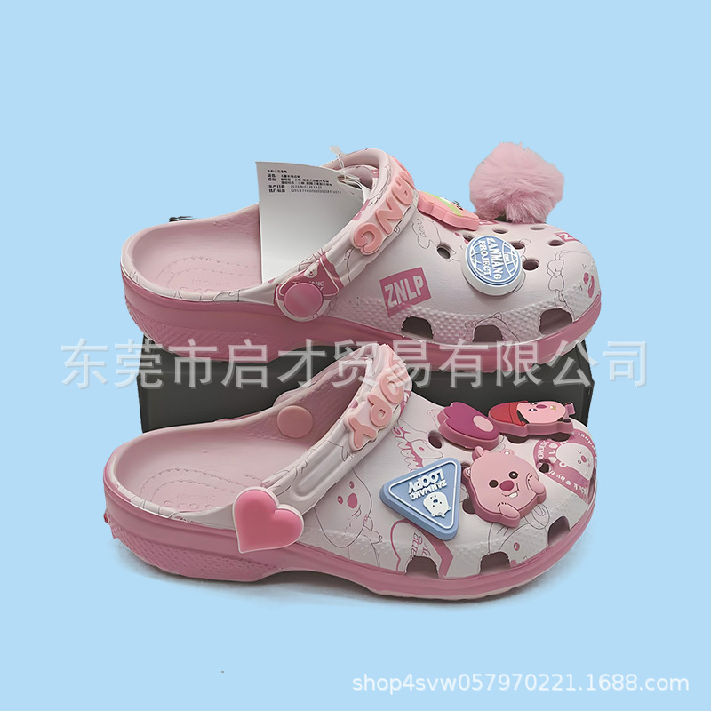 cross新款卡通联名萌露比立体鞋花 儿童防滑洞洞鞋潮流凉鞋|undefined