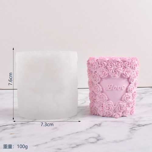 Heart-shaped Rose Candle Mold, Scented Love Flower Column Candle Mold, Valentine's Day Gift DIY Silicone Gypsum Mold
