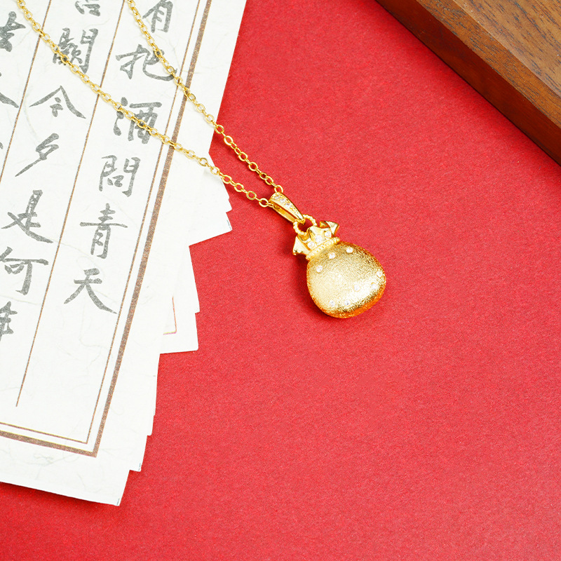 Nuevo colgante de oro de arena vietnamita de estilo chino estilo palacio bolso de bendición de diamantes de lujo ligero colgante retro durante mucho tiempo sin desvanecimiento fuente de joyería