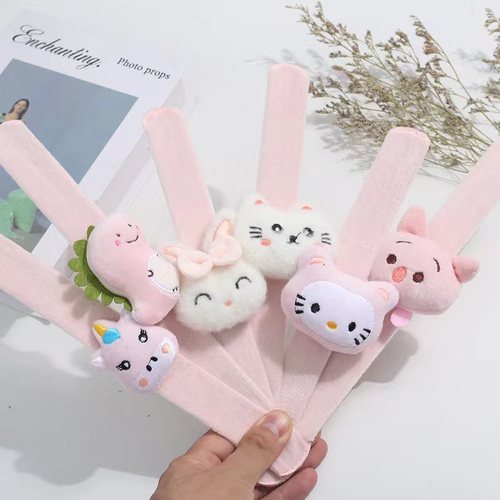 Children's snap ring cartoon plush doll couple bracelet creative decoration holiday hair accessories wedding small gifts