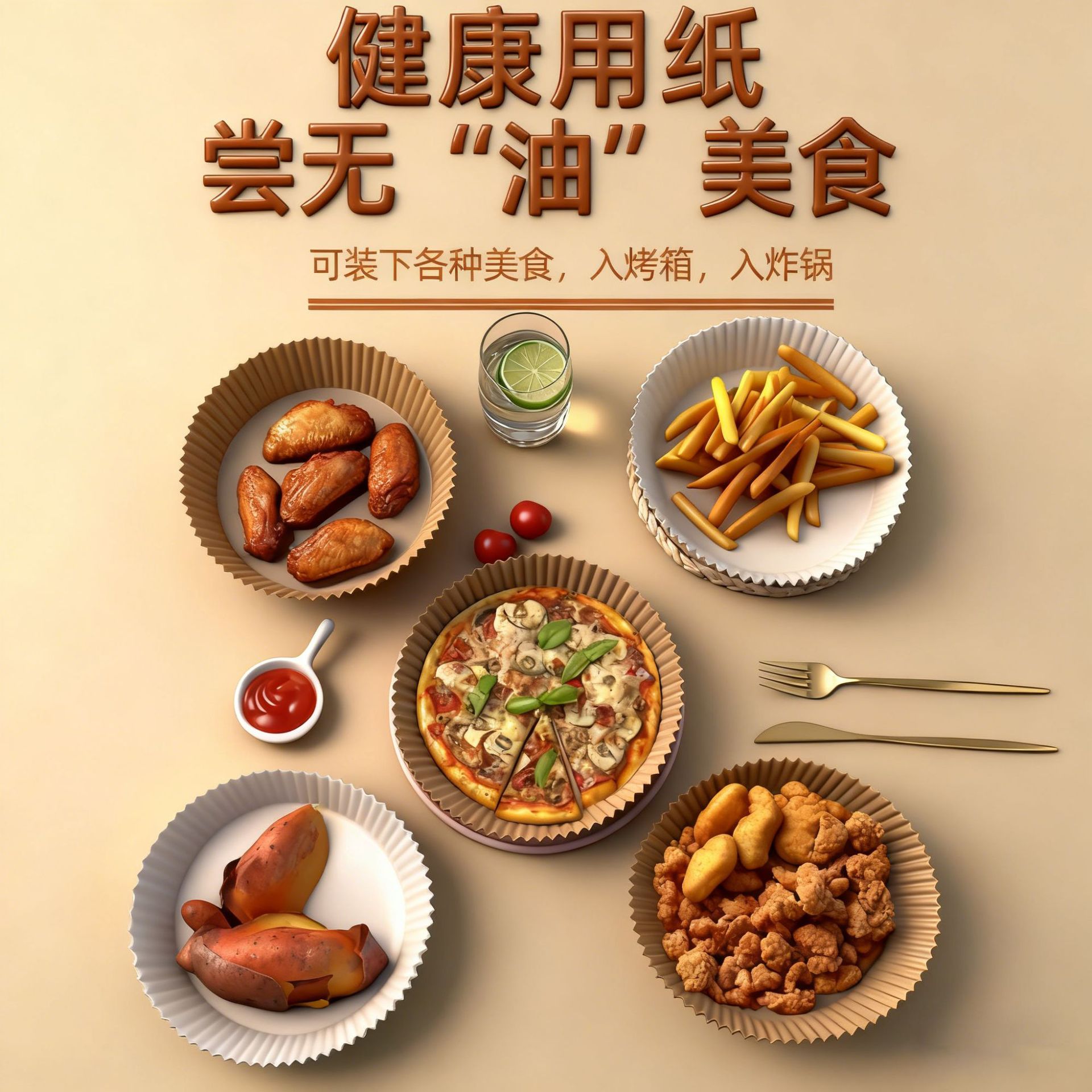 Papel especial para freidora de aire Papel a prueba de aceite resistente a altas temperaturas Papel de cocina Papel absorbente de aceite desechable