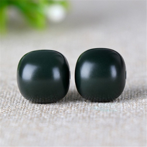 Single DIY Drum Bead Buddhist Rosary Bracelet Accessory with Hetian Jade, Fine Light Green Jade Old Style Beads, Bulk
