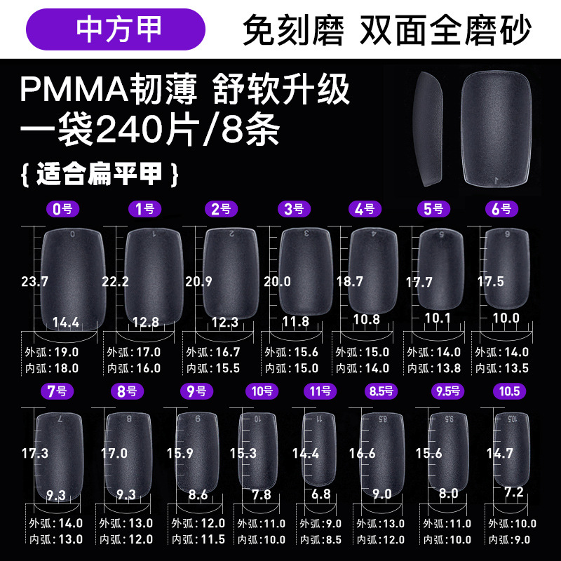 240 piezas/PMMA resistente delgada actualización suave (armadura cuadrada Media)