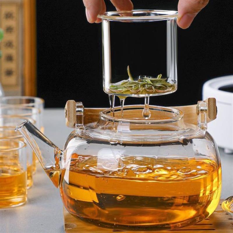 茶壺、炭火ガラスティーポット、大容量、厚みのある耐熱家庭用茶炭カンフーティーセット|undefined