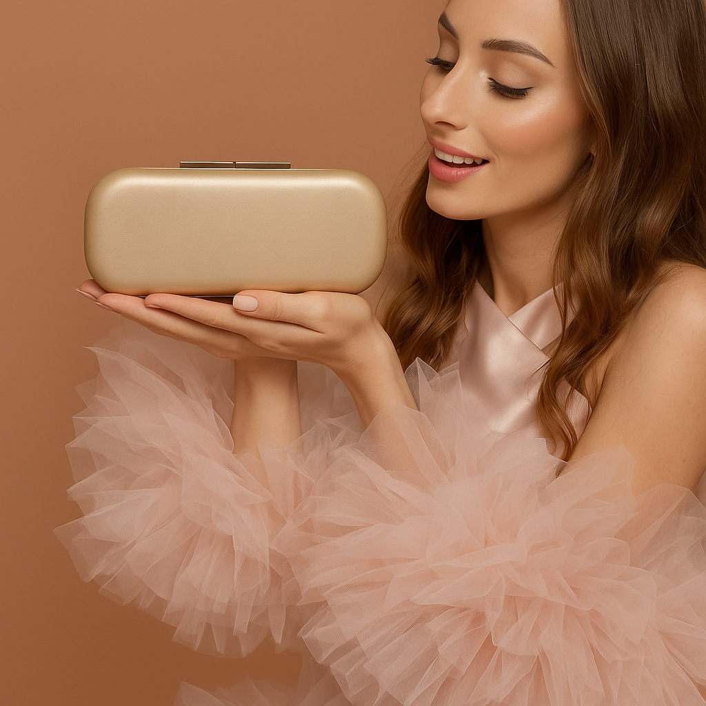 Borsa a tracolla di lusso con tracolla a catena in PU color oro - Elegante pochette quadrata per feste serali, abbigliamento quotidiano e stile celebrità_voghion.com