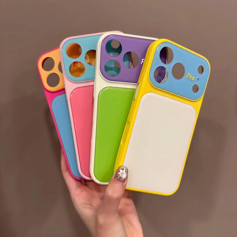 Suitable for iPhone 17 Pro Phone Case, Color-Blocking Design Instantly Transforms into a Glass Large Window, Simple Full-Cover Case for Apple 16