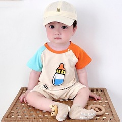 Baby Super Cute Short Sleeve Bodysuit Summer Thin Version For Boys, Haribo Colored Climbing Suit Newborn Clothes Super Cute Summer Outfit