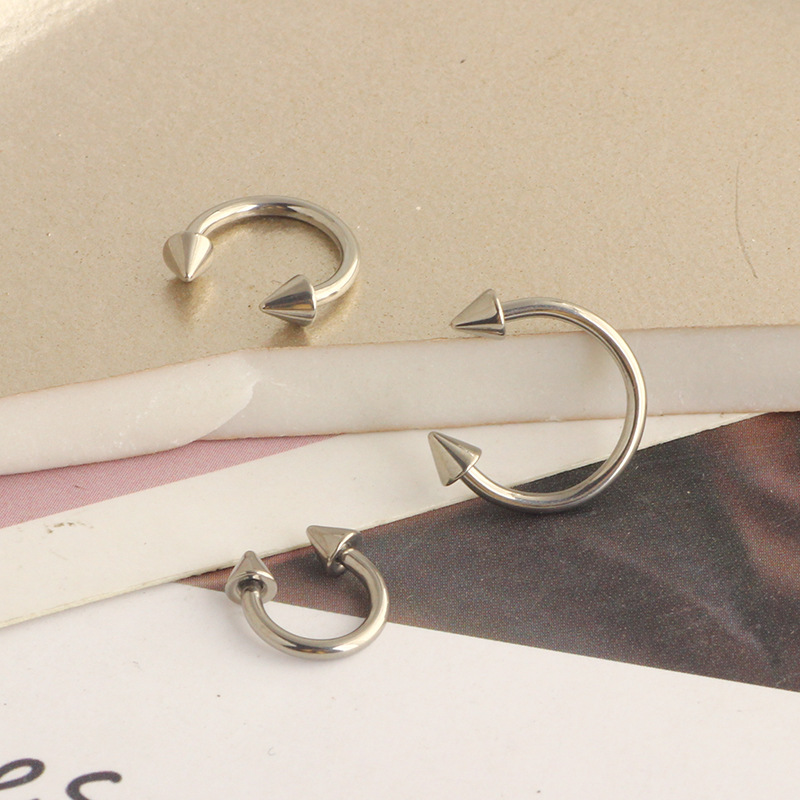 G23 Titanium Alloy External Thread Double Round Ball Curved Barbell CBR Tongue Nipple Septum Nose Ring Multi-Purpose Body Piercing Jewelry detail image 7