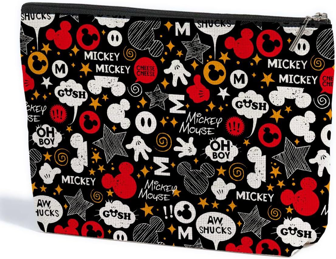 Transfronterizo Amazon brote adorable Mickey impresión doble cara bolsa de maquillaje bolsa de almacenamiento bolsa de cremallera multifuncional para mujeres
