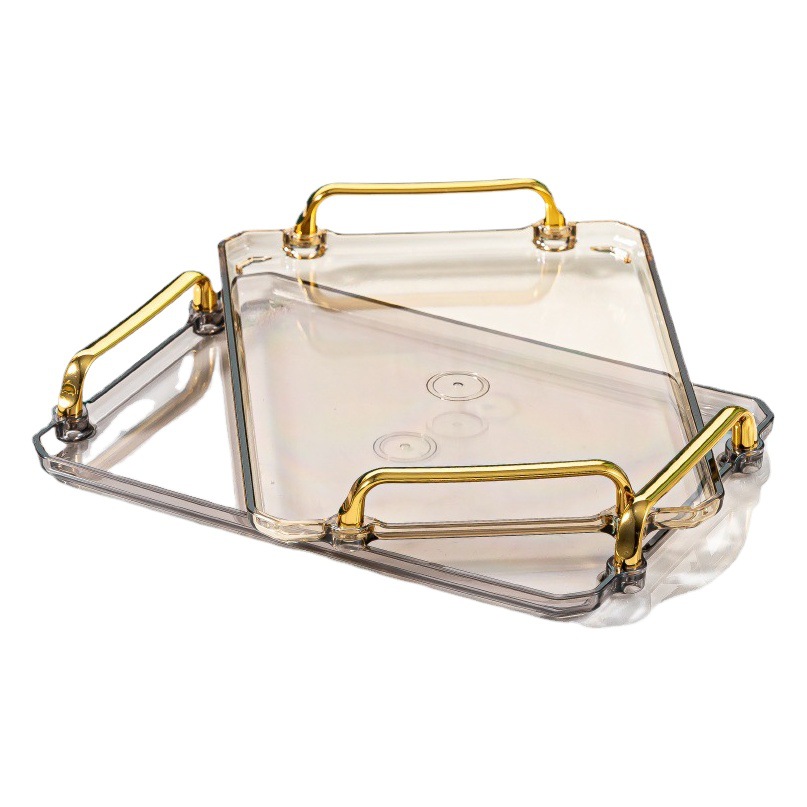 Bandeja rectangular de comercio electrónico transfronterizo de lujo de estilo europeo taza de té para el hogar taza de agua bandeja de té salón de belleza Placa de mango de plástico