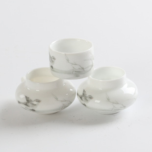 Embroidered Eye Bird Food Pot Chin Embroidered Eye Cage Red Five-piece Set Bird Food Pot Bird Food Cup Accessories Jingdezhen Porcelain Bowl