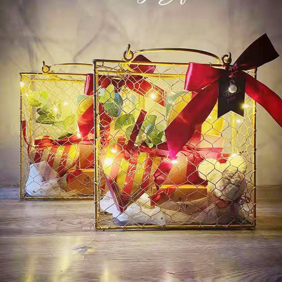 廠家生産銷售金絲網禮品蘭 禮品包裝結婚回禮籃寶寶周歲滿月回禮