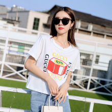 韩版小清新印花纯棉针织上衣T桖文化衫来料加工团体制服定制