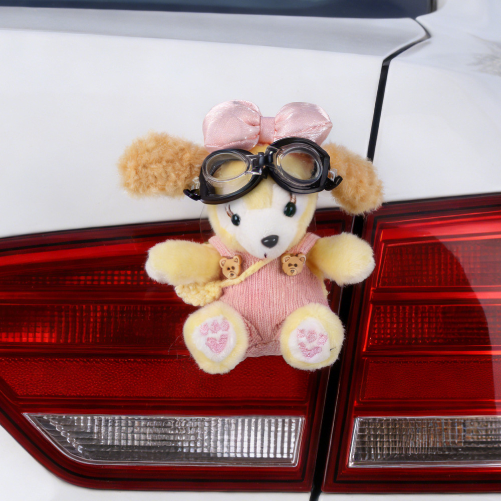 Coches remolque cola colgante dibujos animados lindo cachorro cola culo muñeca decoración pegada muñeca maletero exterior