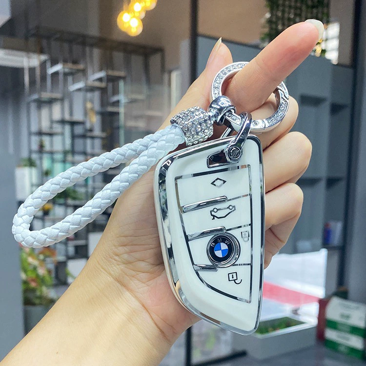Подходит для BMW, TPU-чехол с серебристой кромкой для ключа x3 x5 x6, новые 5-й/7-й/3-й серии, лезвие, черно-белый чехол с пряжкой