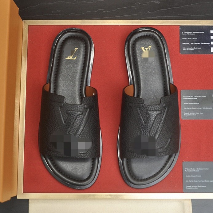 Cross-Border Large Size Genuine Leather Soft-Soled Men's Slippers, High-End Light Luxury Casual Slip-On Sandals, Vietnamese Rubber Slide Beach Shoes