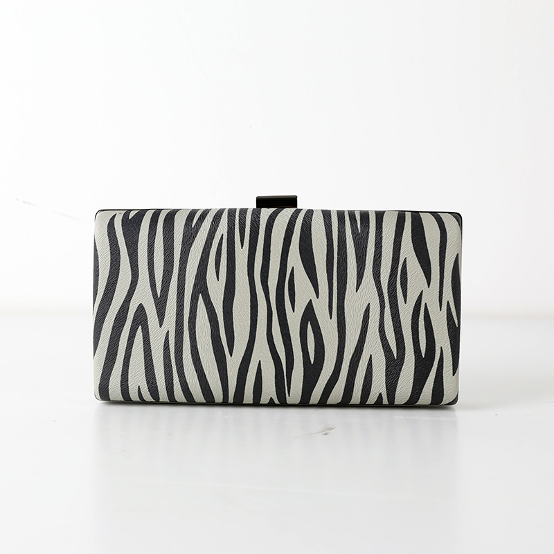 Patrón de cebra directo de fábrica bolso de noche de moda europea y americana embrague PU cadena Comercio exterior bolso de noche transfronterizo exclusivo