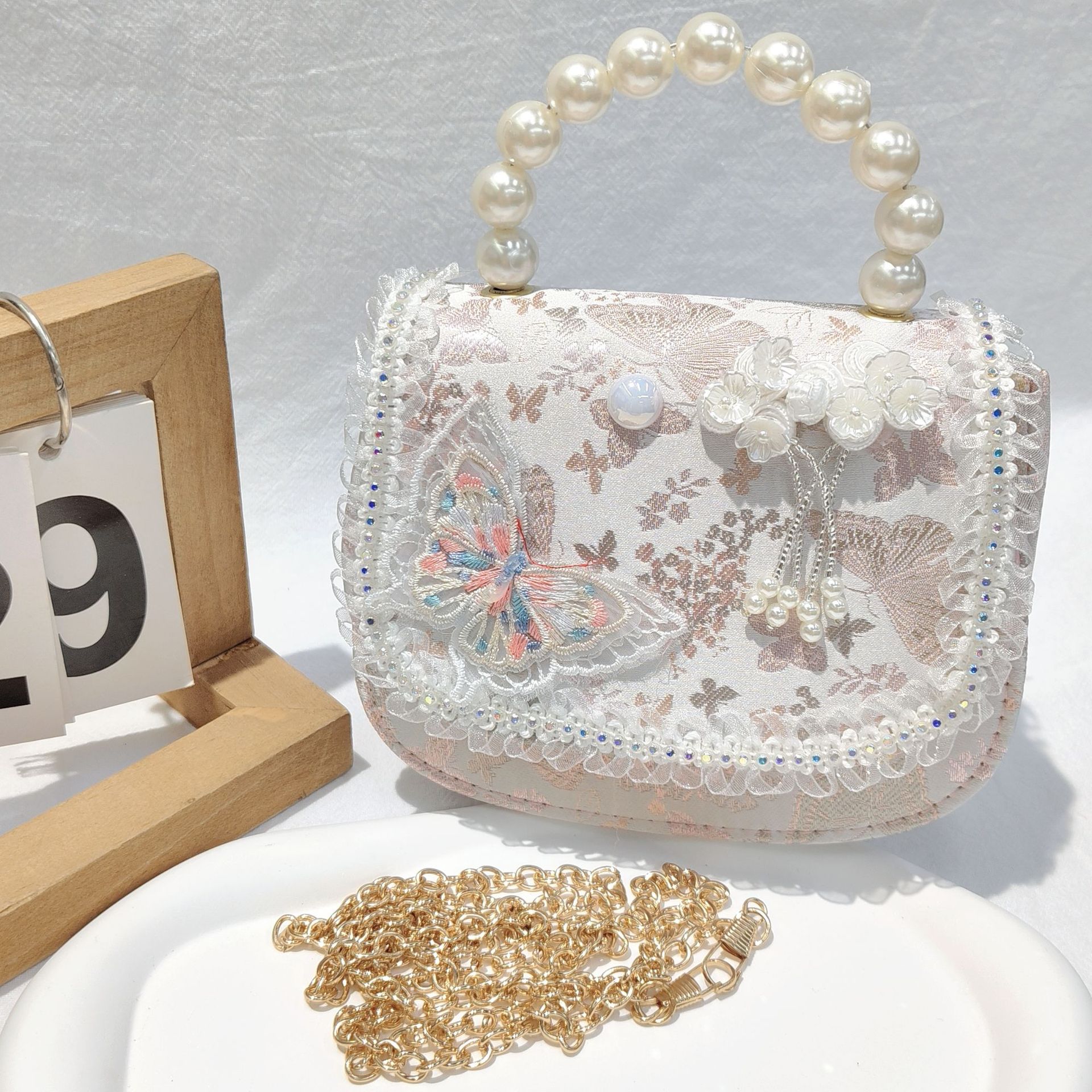 Bolso de arco para niños bolso de rosa de verano bolso de mochila para chicas bolso de princesa de perla pequeña bolsa de cambio de viento fragante