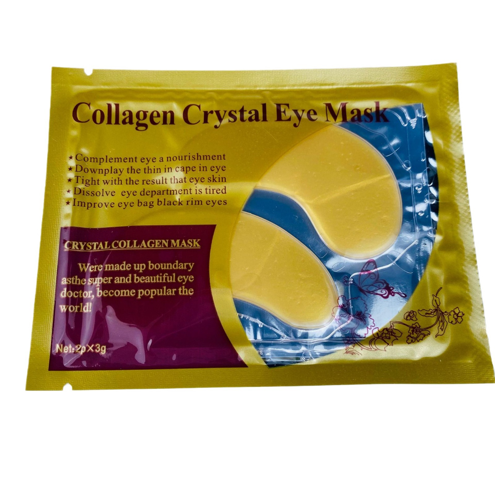 [Comercio exterior exclusivo] Oro versión en inglés 24K máscara de ojo de cristal colágeno transfronterizo Comercio electrónico parche en el ojo al por mayor