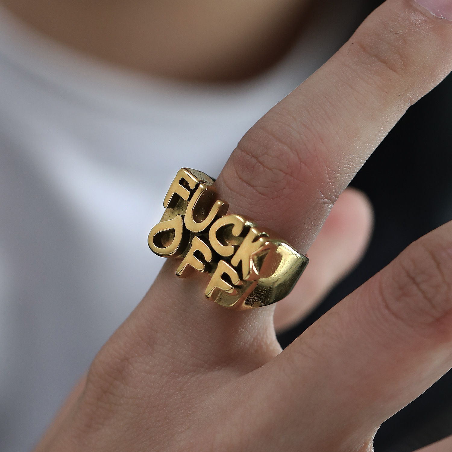 19g Weight Rings Classification 1 Piece Quantity Street Occasion Titanium Steel Material Letter Pattern Men's Gender Polishing Design Hip-Hop Style Hip-Hop Letter Titanium Steel Polishing Men's Rings 6