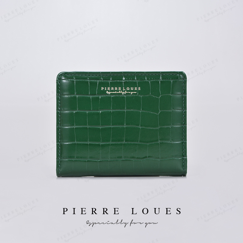 Cross-border spot francés de lujo ligero billetera corta de dama cocodrilo doble plegable multi-tarjeta cremallera bolso de cambio de mujer