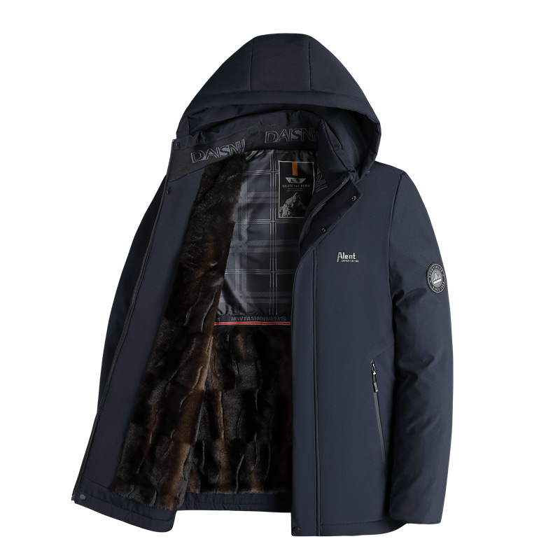 Abrigo acolchado de algodón para hombres de mediana edad 2023 Invierno nuevo sombrero desmontable cálido Abrigo acolchado de algodón para hombres