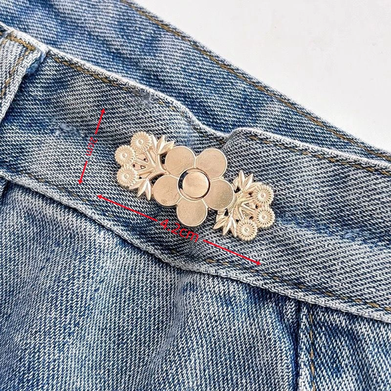 Nail-Free Removable Waist Buckle Pair, Flat-Bottom Seamless Buttons for Pants & Skirts, Assorted Designs