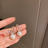 Silver needle, universal earrings from pearl, silver 925 sample, Korean style, french style, flowered, wholesale