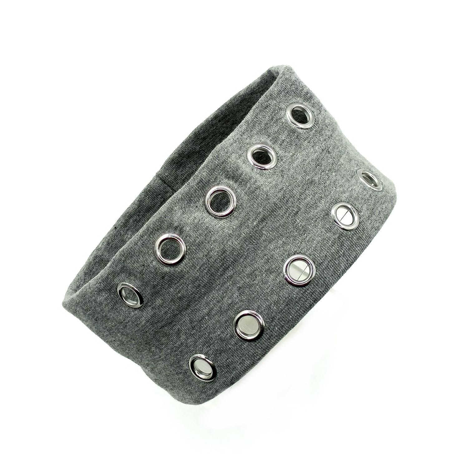 HW250402-40x7.5cm弹力布10气眼朋克风头带-