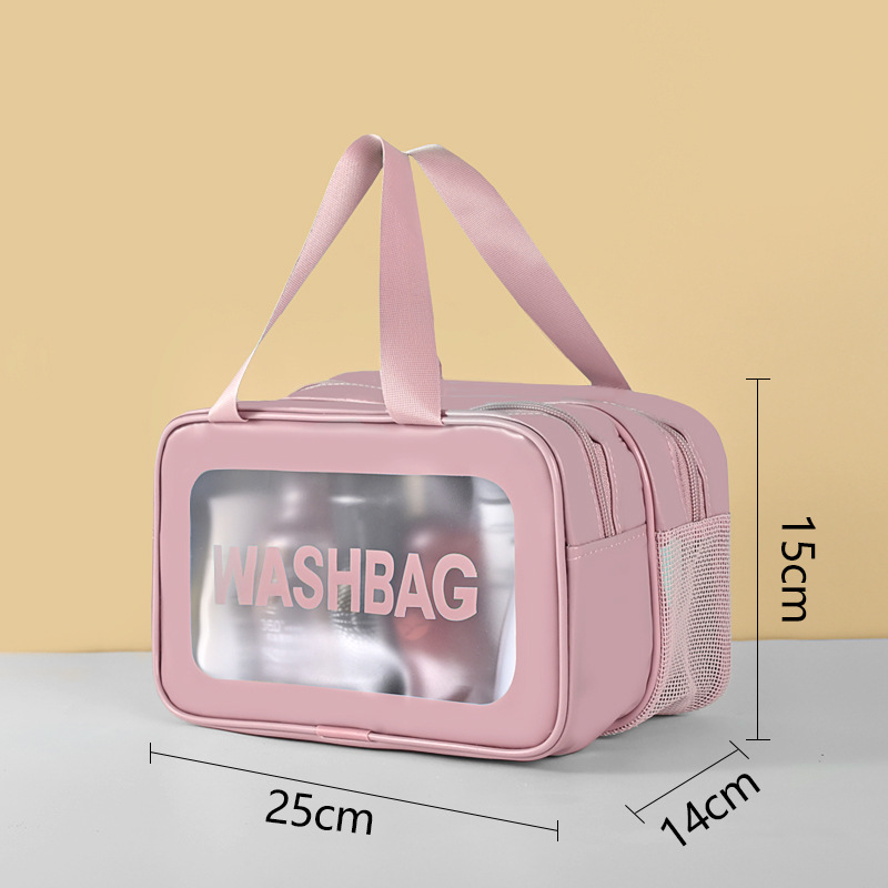 Neceser de Viaje Portátil de Doble Capa de PU Impermeable para Viaje y Baño