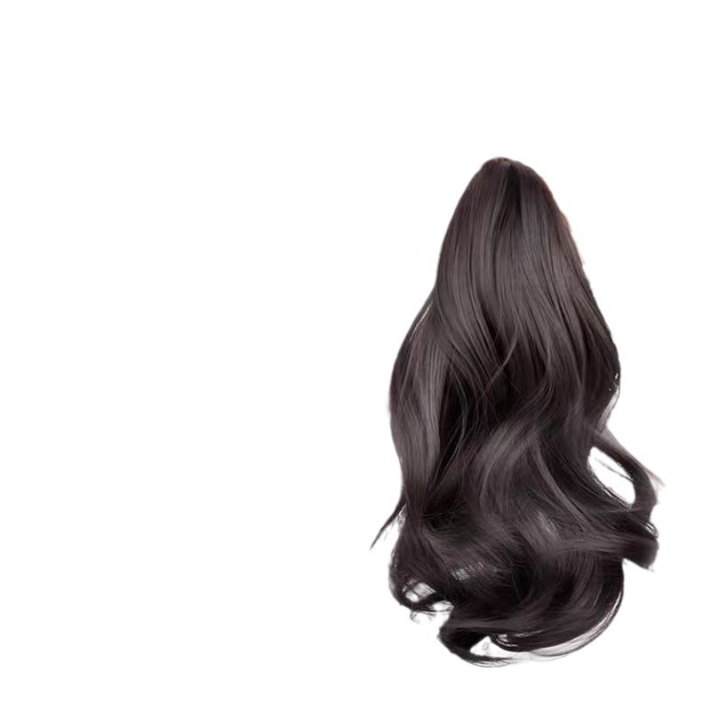 Peruca de caballo corto para mujeres agarrar clip de gran onda de longitud media y corta falsa cola de caballo rosa trenzada baja simulación natural