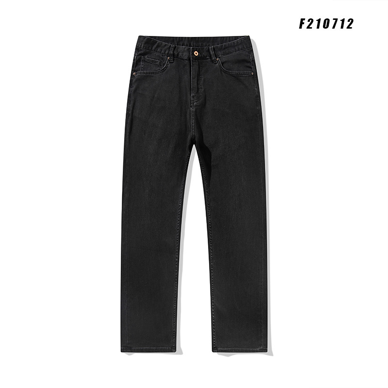 2025 New Autum Loose Straight Mid-Blast Black Casual Business Middle-Aged High-Quality Washed Jeans for Men