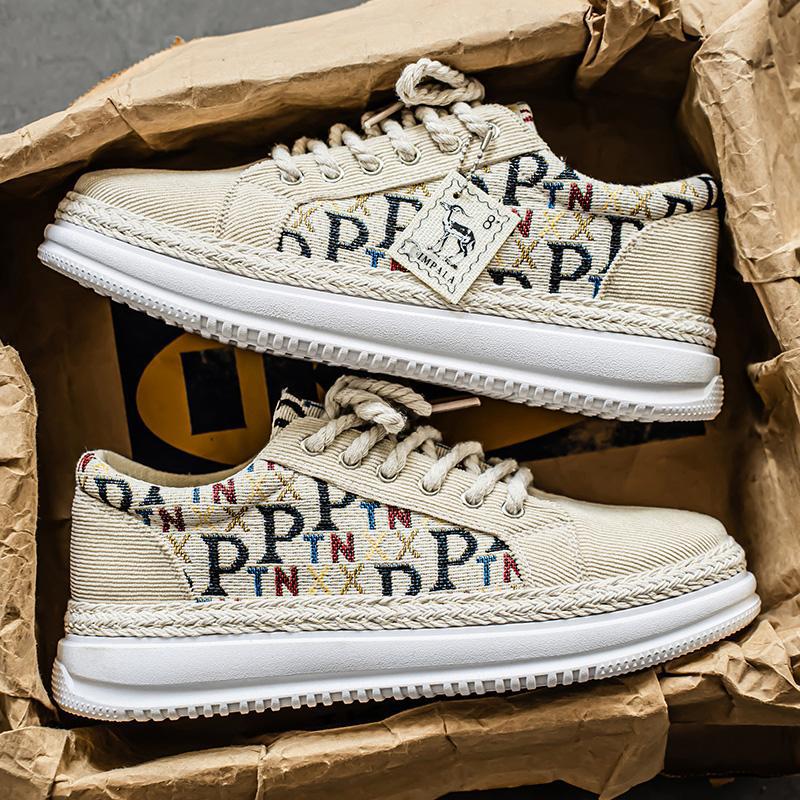 Zapatos de ocio, zapatos perezosos convenientes, zapatos de hombre, zapatos de pescador, zapatos de lona de verano a juego de colores, nuevos zapatos de lona de verano de 2025