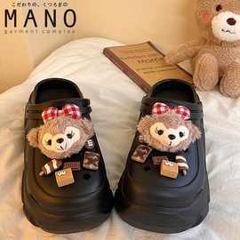 超厚底洞洞鞋女夏季外穿2025新款时尚网红增高防滑防臭凉拖鞋