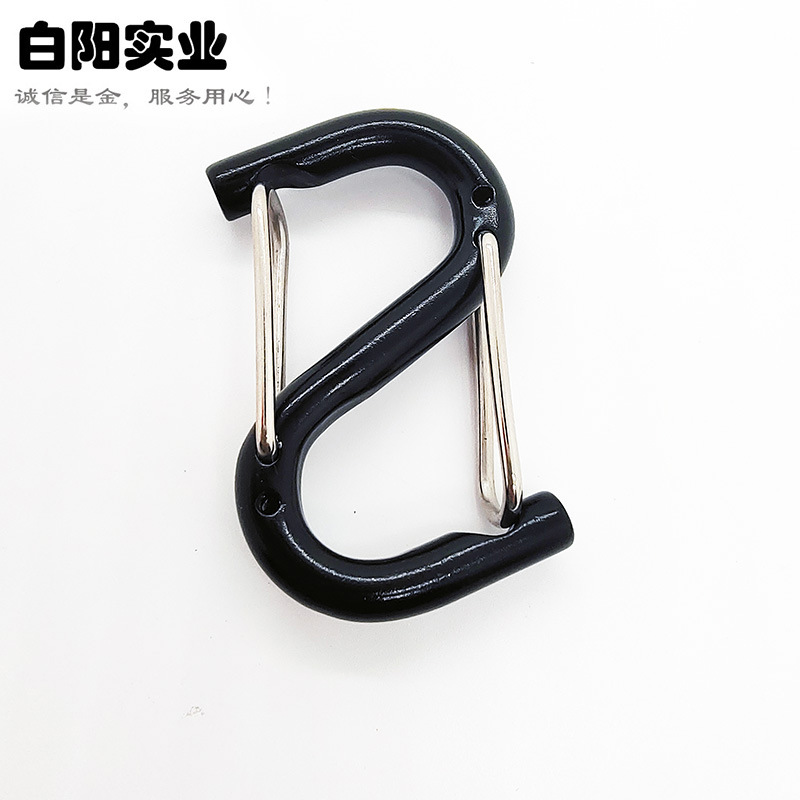 Factory Direct supply No. 6 8-word Spring buckle S-type aluminum alloy carabiner outdoor multi-functional double-headed keychain