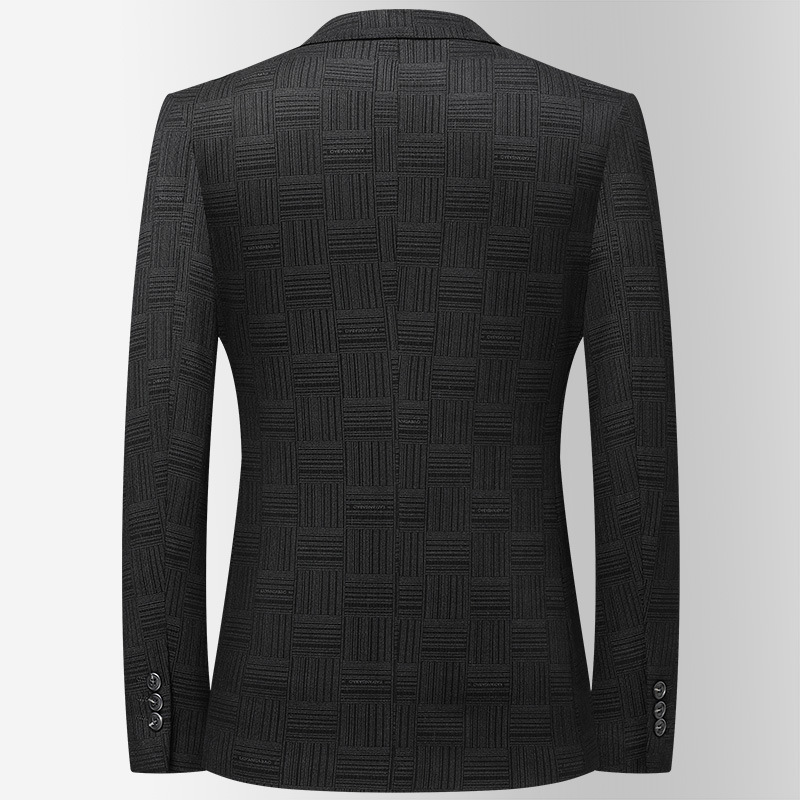 Abbigliamento maschile Lasbot autunno e inverno nylon stretch completo per uomo giovane stiratura gratuita plaid completo slim fit trendy casual singolo completo_voghion.com
