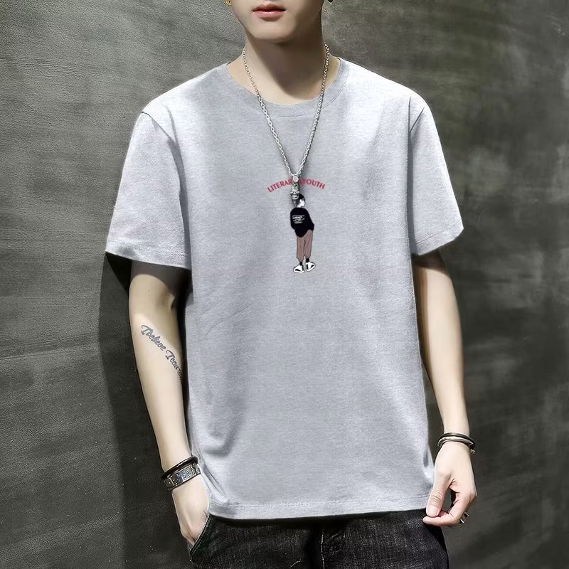 Camiseta nuevo estilo cuello redondo manga corta verano hombres ropa exterior transpirable casual simple camiseta ropa superior